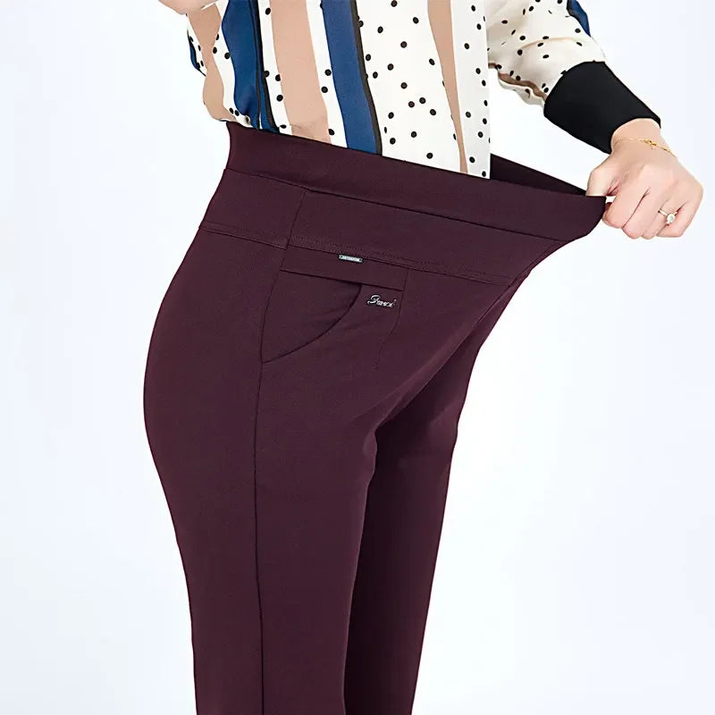 New y2k autumn Plus Size Women's Pants Fashion Solid color Skinny high waist elastic Trousers Fit Lady pants sets Woman clothing