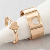 Vintage Simple Animal Butterlfly Star Moon Heart Open Rings for Women Girls Gothic Jewelry Punk Black Couple Ring Set