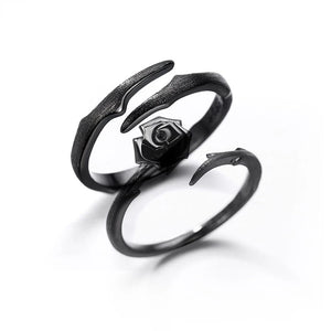 Fashion S925 sterling Silver Thorns Rose Simple Adjustable black Ring set for women and men couple Jewelry Valentine Day's gift