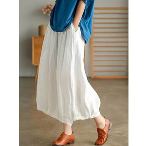 Cotton Linen Lantern Pants Women Summer Elastic Waist Loose Casual Women Korean Style Harajuku Vintage Trousers Women Clothing