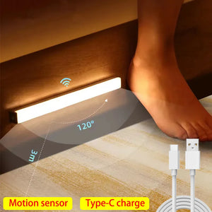 Night Light Motion Sensor Light Wireless LED TYPE-C Rechargeable Lamp Cabinet Wardrobe Lamp Staircase Backlight For Kitchen LED