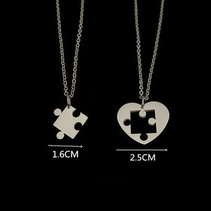 Puzzle Heart Matching Pendant Couple Paired Necklace for Lovers Best Friends Women Men Hip Hop Sweater Chain Trendy Collar