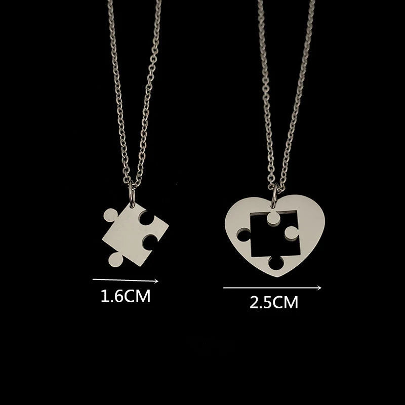 Puzzle Heart Matching Pendant Couple Paired Necklace for Lovers Best Friends Women Men Hip Hop Sweater Chain Trendy Collar