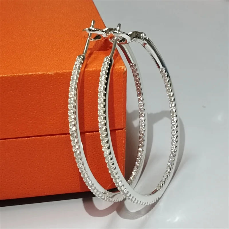 Senlissi Diamond Hoop Earrings 925 Silver