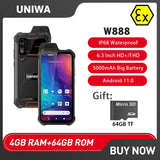 UNIWA W888 ATEX Explosion Indestructible Water Proof Mobile Phone 4GB+64GB 5000mAh Walkie Talkie PTT Smartphone Andriod 11 NFC