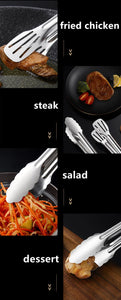 9/12/14 Inches Stainless Steel Kitchen BBQ Food Tongs Anti-Scald Handle Buffet Steak Barbecue Clip Bread Clamp Cooking Utensils