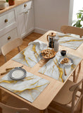 4/6 Pcs Placemat Marble Texture White Kitchen Placemat Easter Coffee Dining Table Mats Coaster Pad