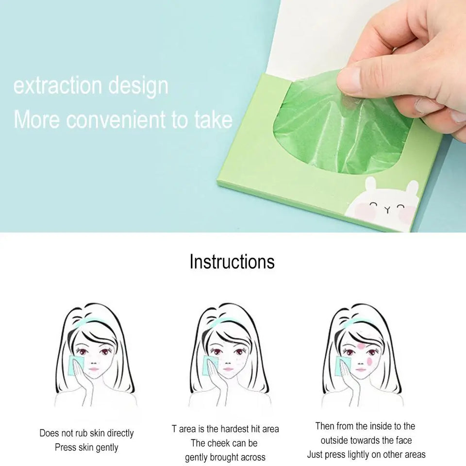 100pcs Facial Absorbent Paper Anti-Grease Face Oil Absorbing Sheets Oil Removing Paper Skincare Products For Women