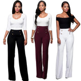 casual high waist long pants women office lady slim shirts & blouses wild pantalones clothing elegant Button straight leg pants