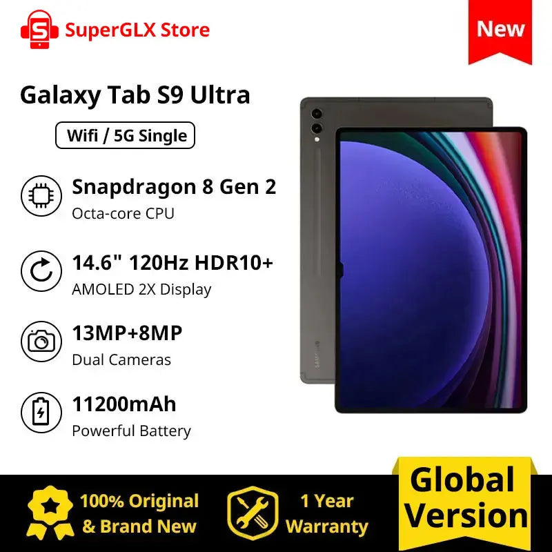 2023 Original Samsung Galaxy Tab S9 Ultra WiFi Android Tablet S Pen Included Unlocked 14.6'' AMOLED 2X Display 11200mAh Battery