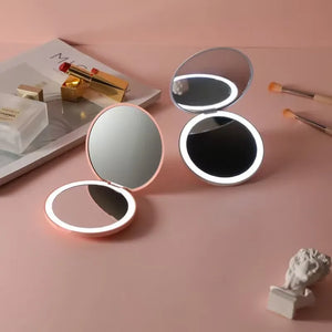 LED portable makeup mirror round