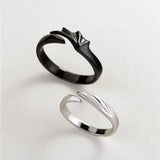 2Pieces Angel & Devil Couples Matching Ring Set Simplicity Adjustable for Women Men Engagement Marry Anniversary Lover