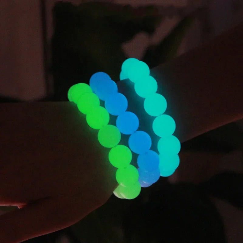 Luminous Bracelets For Women Men Fluorescent Natural Stone Bracelet Night Light Glowing Beads Bangle Fashion Jewelry Couple Gift