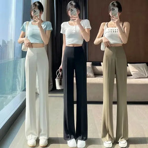 Long Clothing High Waist Flare Trousers for Woman Black Zipper Women's Pants G Elastic Casual Autumn Original Cotton Outfits 90s