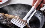 Stainless Steel Fish Spatula Kitchen Accessories Household Steak Clip BBQ Tongs Frying Fish Spatula Clip Kitchen Gadgets