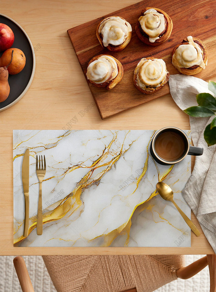 4/6 Pcs Placemat Marble Texture White Kitchen Placemat Easter Coffee Dining Table Mats Coaster Pad