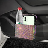 Glitter Trash Can Auto Supplies Storage Box Garbage Grabber Bling Rhinestone Interior Accessories Square Pressing Car Trash Bin