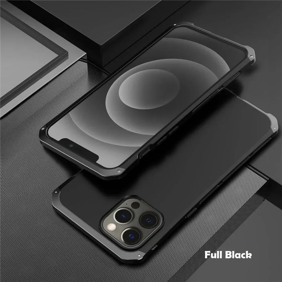 Shockproof Metal Armor Case For iPhone 11 12 13 14 15 Pro Max Case Aluminum + PC Cover For iPhone 13 Mini 14 Plus Xr Xs Max Case