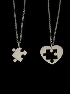 Puzzle Heart Matching Pendant Couple Paired Necklace for Lovers Best Friends Women Men Hip Hop Sweater Chain Trendy Collar