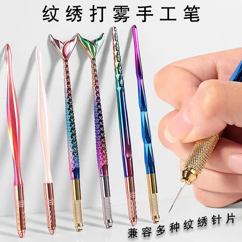 1 Pc Microblading Manual Crystal Acrylic Tattoo Pen Permanent Makeup Eyebrow Tools Multi-Usage For Flat or Round Needles