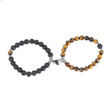 2pcs/Set Beads Bracelet For Lovers Natural Stone Distance Heart Magnet Couple Bracelets Friendship Fashion Jewelry Gift