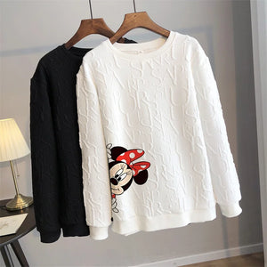 Disney 2024 Anime Cute Mickey Mouse Print Loose Sweatshirt Spring Autumn Cartoon Pullover Top Clothing