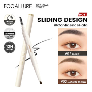 FOCALLURE 4 Color Ultra Fine Eyebrow Pencil Slidable Waterproof Long Lasting Natural Fast Dry Eyebrow Enhancers Makeup Cosmetics