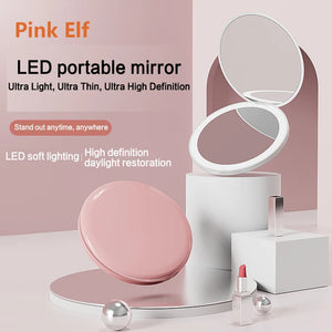 LED portable makeup mirror round