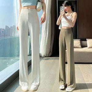 Long Clothing High Waist Flare Trousers for Woman Black Zipper Women's Pants G Elastic Casual Autumn Original Cotton Outfits 90s