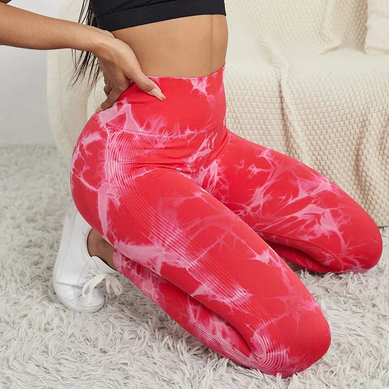 Tie Dye Yoga Pants Sport Leggings Women Seamless High Waist Push Up Woman Tights Fitness Workout Leggins Gym Clothing