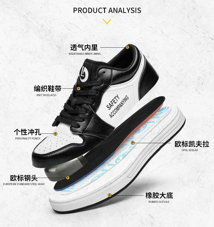 Unisex High-quality Work Shoes Men Non-slip Safety Shoes Anti-smash Anti-puncture Indestructible Shoes Women's Work Sneakers 46