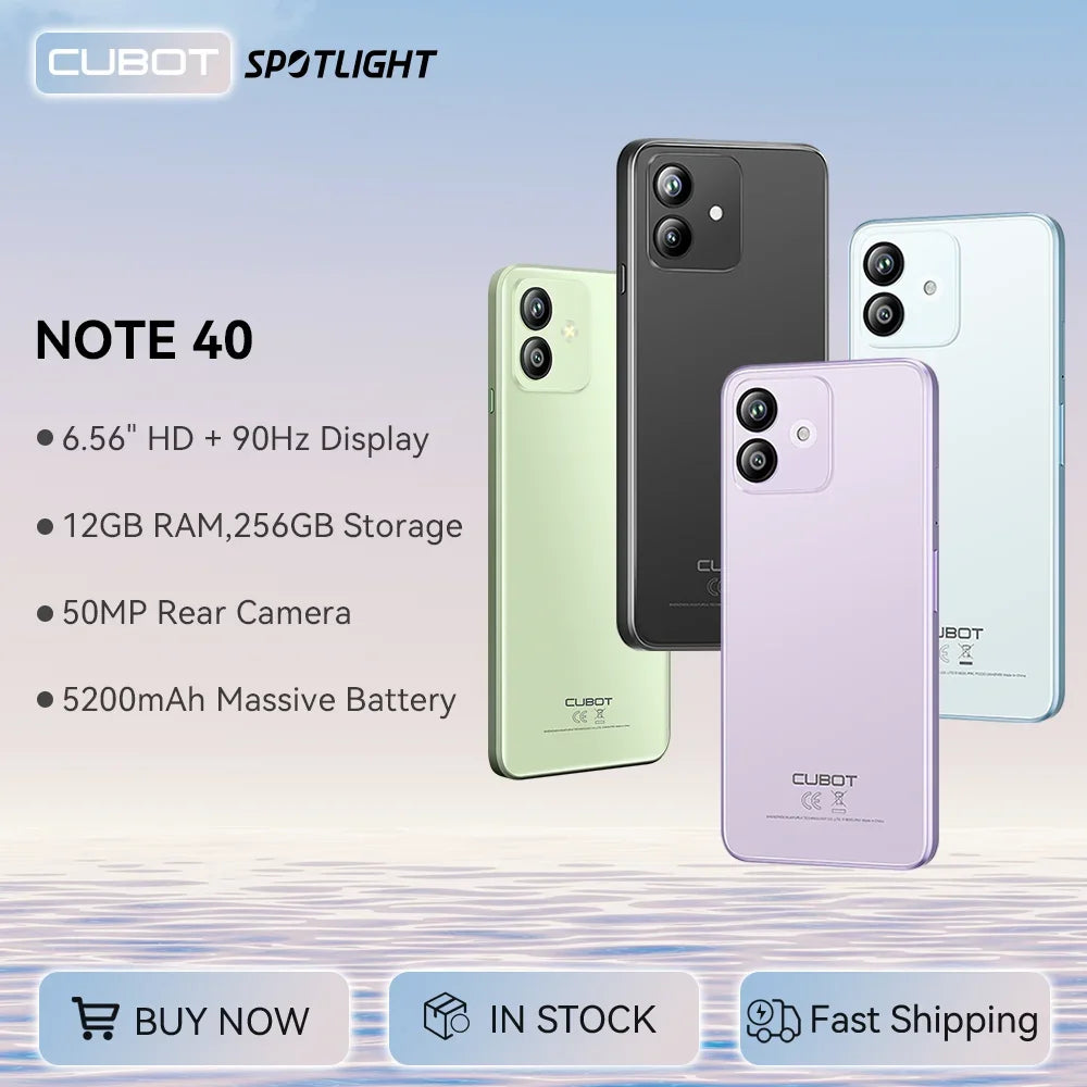 [World Premiere]Cubot Note 40 Smartphone 12GB(6GB+6GB)+256GB 50MP Main Camera 6.56