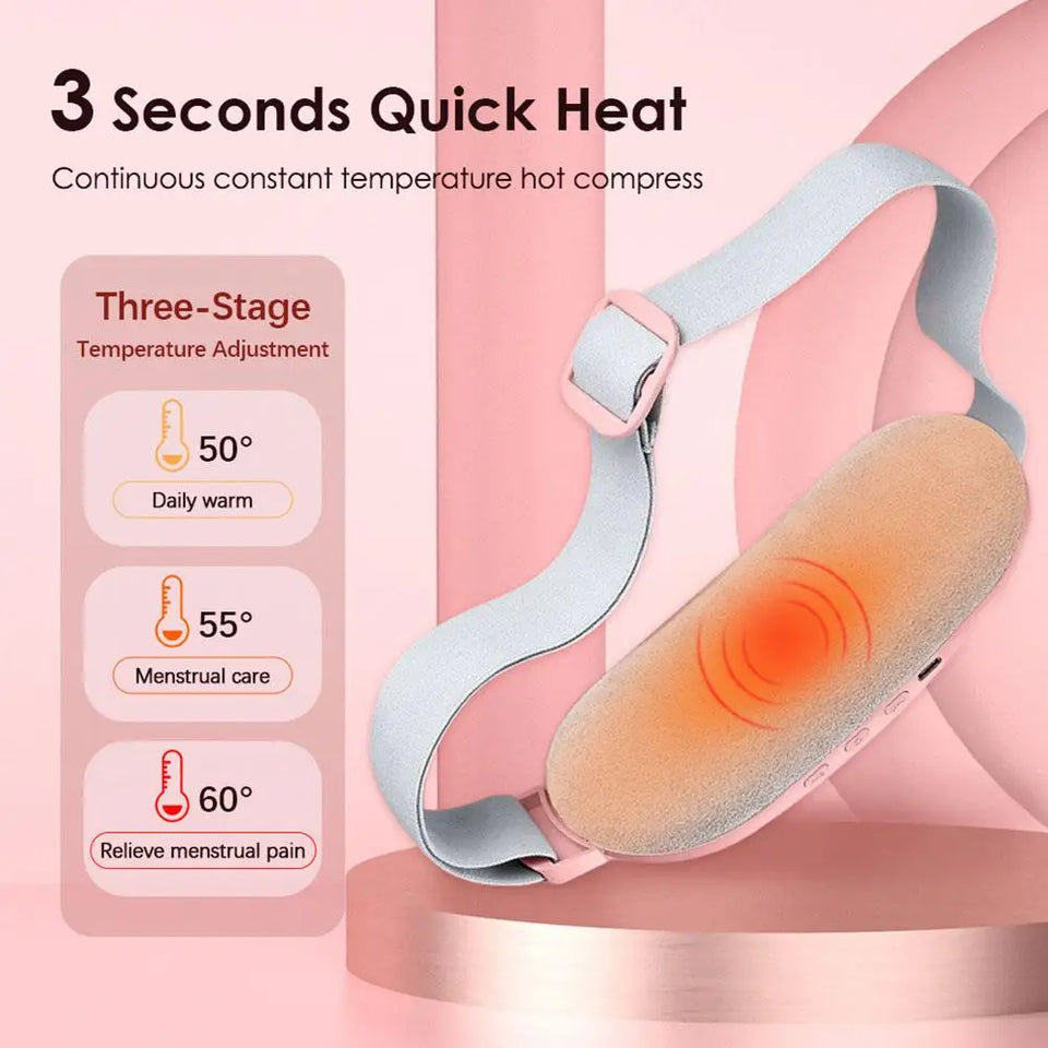 Portable Uterine Warm Belt Period Vibration Cramp Heating Massager Menstrual Belt Pad Relieve Menstrual Pain Abdominal Warm Belt