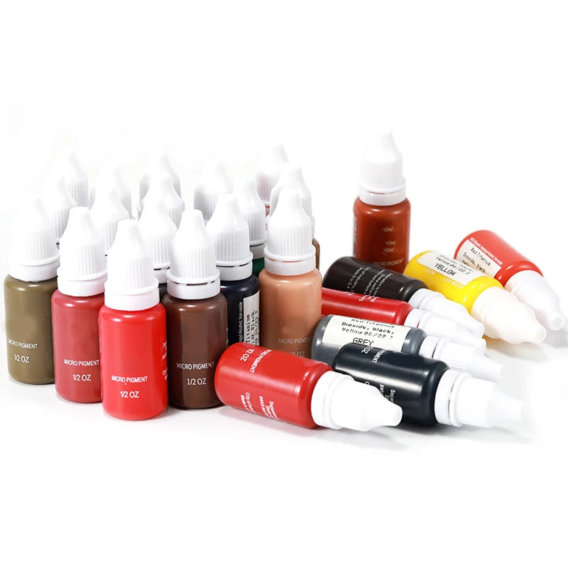 24 Colors Tattoo Ink Set Permanent Makeup Eyebrow Ink Lips Eye Line Tattoo Color Microblading Pigment for Body Beauty Tattoo Art