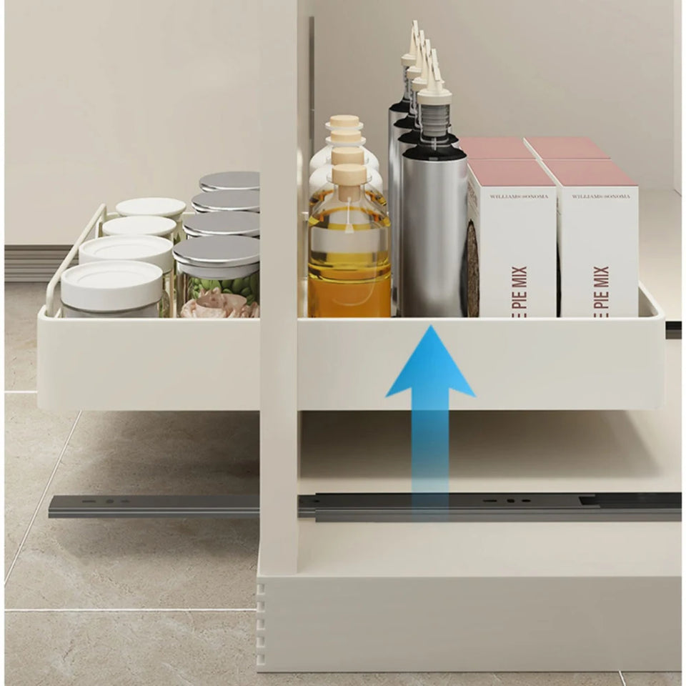 Pull Out Cabinet Organizer Fixed With Damping Guide Heavy Duty Noiseless Sliding Drawer For Kitchen 12.2"Wx16.9"Dx2.75"H