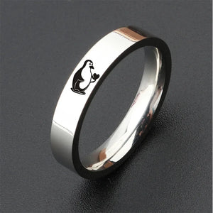 Stainless Steel Little Penguin Ring  Penguin Hand Heart Gesture Couple Rings For Men Women Hand Jewelry YLQ10077