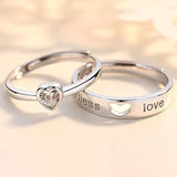 Zircon Love Heart Couple Rings for Women Men Lover Jewelry Silver Color Letter Ring Valentine's Day Girlfriends Gift