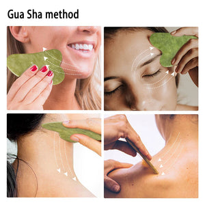 New Anti Aging Jade Stone Massage Set Gua Sha Rose Quartz Jade Face Roller gua shua