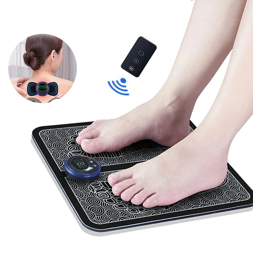 Remote EMS Foot Massager Pad Portable Electric Muscle Stimulation Massage Mat Improve Blood Circulation Relief Pain Relax Feet