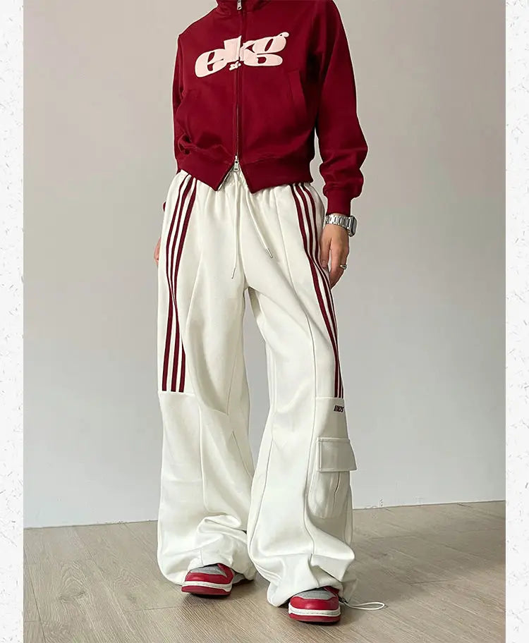 American retro lazy wide leg pants women loose casual sports sweatpants floor mopping pants trendy y2k pants women clothing