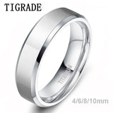 Tigrade 4/6/8/10mm Silver Color Men's Titanium Ring Brushed Man Wedding Band Engagement Rings Male Jewelry Couple anel feminino