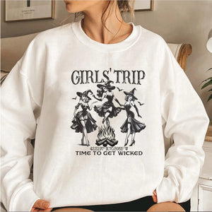 Retro Halloween Salem Witch Sweatshirt Matching Girls Trip Bachelorette Sweatshirt Salem Sweahirts Witchy Clothing for Women