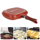 28/32cm Double Side Grill Fry Pan Cookware Stainless Steel Double Face Pan Steak Fry Pan Kitchen Accessories Cooking Tool