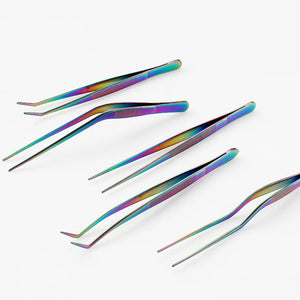 5Pcs Kitchen Culinary Plating Tweezers with Serrated Tips, 6.3-Inch Stainless Steel Tongs Set for Cooking Baking Cake Decor