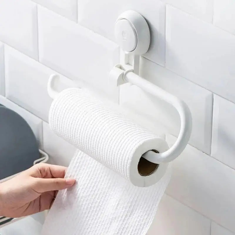 Multi-function Bathroom Towel Paper Roll Rack Vacuum Suction Cup Kitchen Bathroom Holder