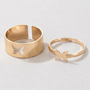 Vintage Simple Animal Butterlfly Star Moon Heart Open Rings for Women Girls Gothic Jewelry Punk Black Couple Ring Set