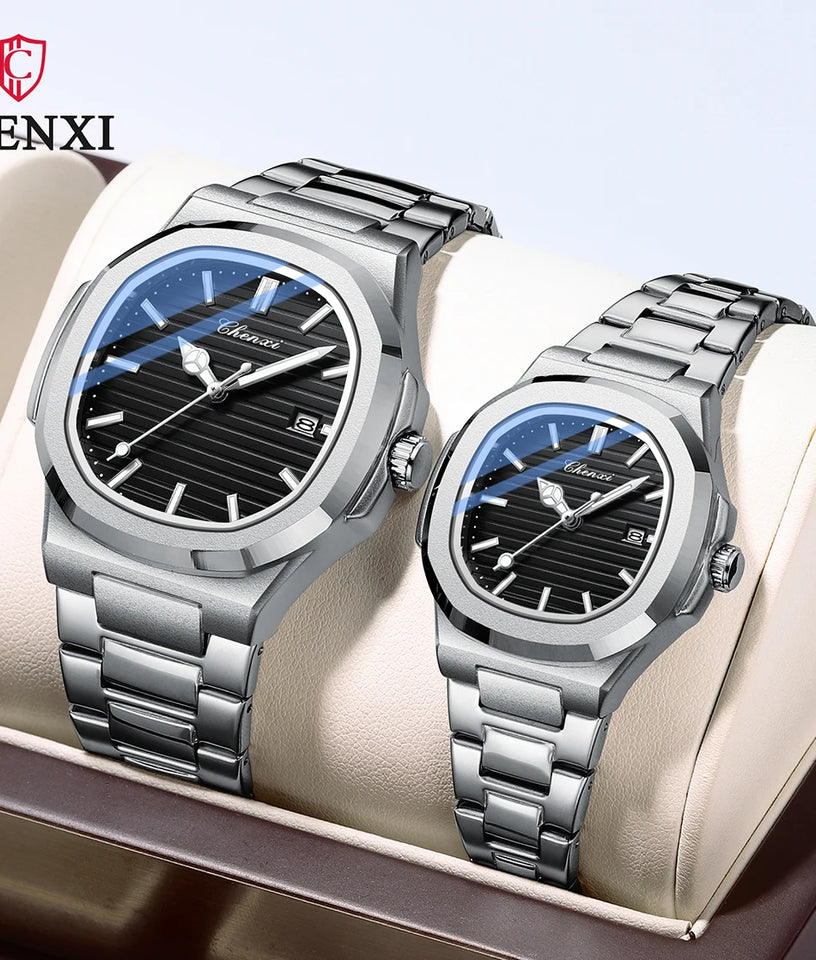 CHENXI Couple Watches Pair Men And Women Fashion Luxury Quartz Wristwatches Ladies Clock 2023 New Product His Hers Watch Sets