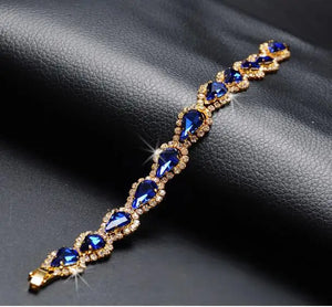 Korean Luxury Blue Topaz 18K Gold Bracelet