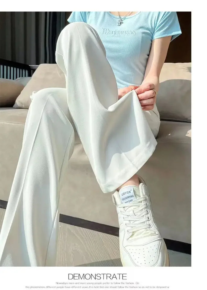 Long Clothing High Waist Flare Trousers for Woman Black Zipper Women's Pants G Elastic Casual Autumn Original Cotton Outfits 90s