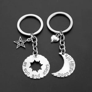 2pcs/set My Sun and Stars Moon of  Life Key Chain Couple Relationship  Ring Jewelry Gifts for Her  Him